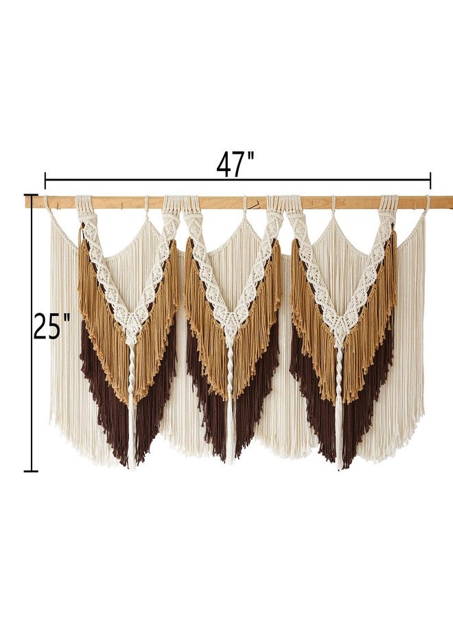 IOWER Macrame Wall Hanging Boho Wall Hanging Brown Dorm Wall Decor Craftsmanship Handmade Tassel Knotting Boho Fiber Art Home Room Decor 47" W x 25" L - Image 5
