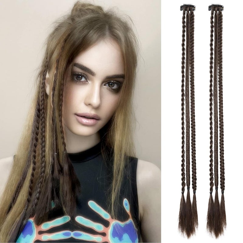 REECHO Clip in Hair Extensions  6 PCS Baby Braids 3 Braids per Clip 6 Total 22 Long Natural Soft Synthetic Hairpieces for Women  Girls Dark Brown