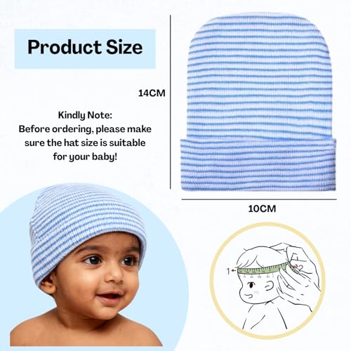 Flavizo Newborn Caps | Soft Baby Caps for New Born 0-12 Months | Warm Comfortable Infant Hats for Babies Girl & Boy 3pcs White - Image 2