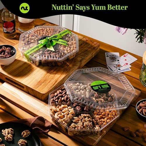 NUT CRAVINGS - Thanksgiving Mixed Nuts Gift Basket + Heart Ribbon (7 Assortments) Holiday Xmas Christmas Food Arrangement, Healthy Snack Care Package, Food Assortments - Image 4