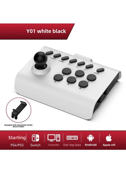 Switch Arcade Shaker Mobile Phone Android IOS Street Fighter Boxer Game Rocker Handle Multi-function Game Control-Product Color:White + Black