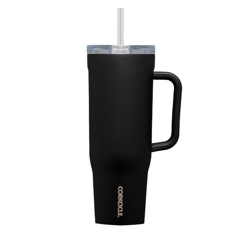 Corkcicle Cruiser Insulated Tumbler with Handle and Straw  Black  40 oz - Reusable Water Bottle Keeps Beverages Cold for 20 Hours  Hot for 9 Hours - Cupholder Friendly  Spill Proof Tumbler - Image 1