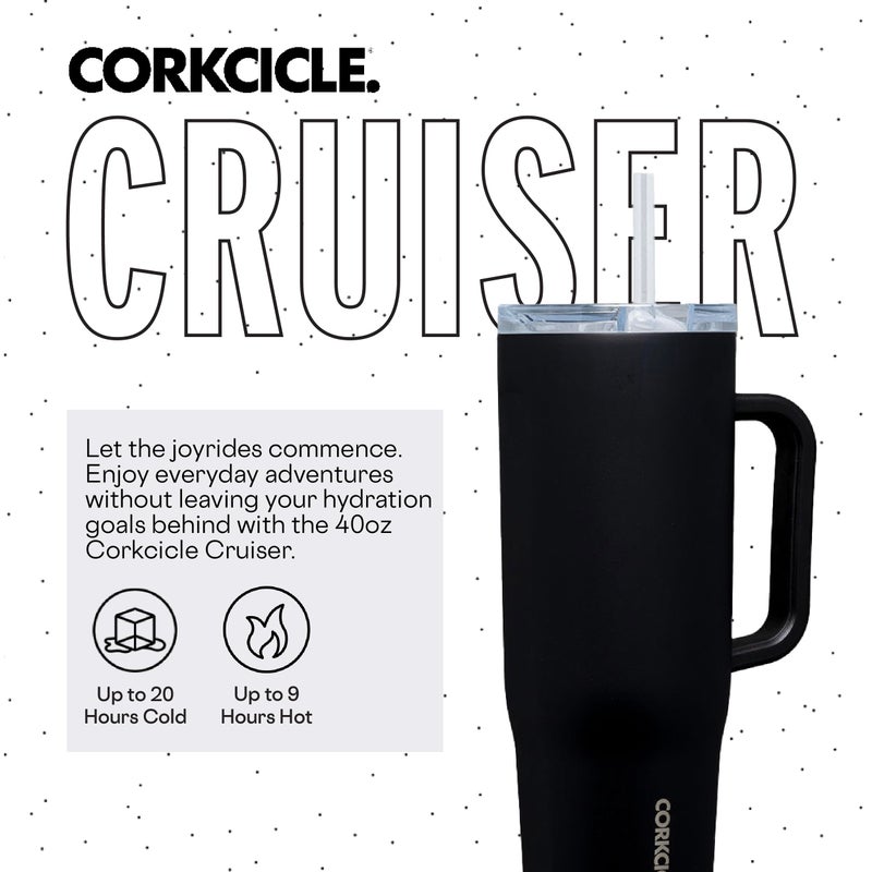 Corkcicle Cruiser Insulated Tumbler with Handle and Straw  Black  40 oz - Reusable Water Bottle Keeps Beverages Cold for 20 Hours  Hot for 9 Hours - Cupholder Friendly  Spill Proof Tumbler - Image 2