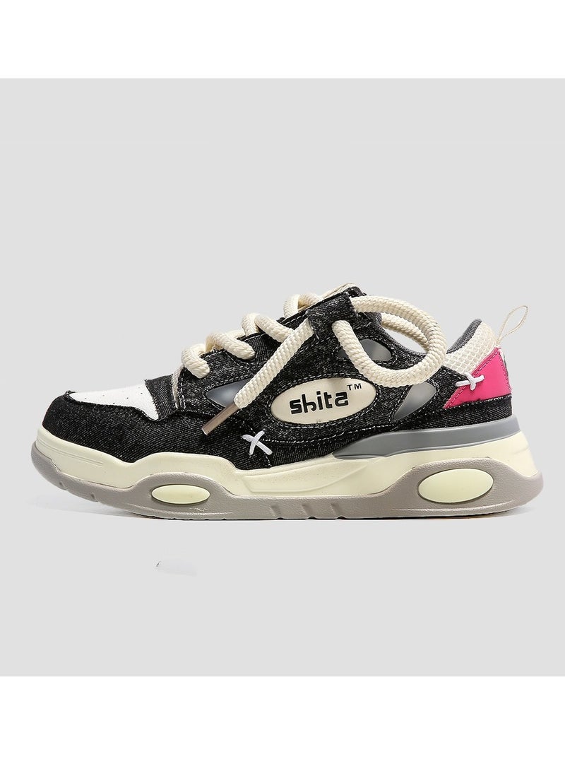 KUYING New Thick Sole Elevated Board Shoes 