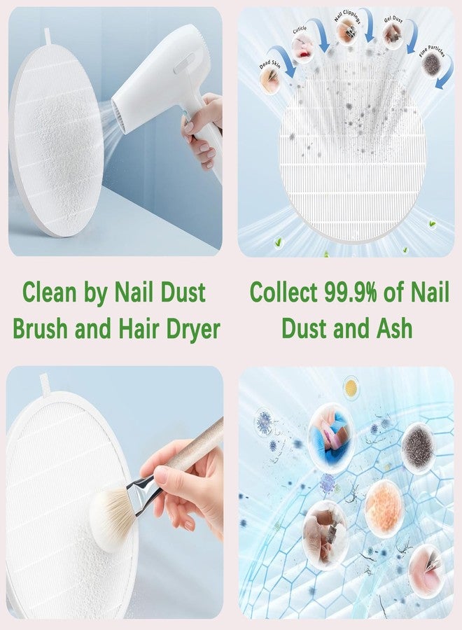 Suleto 4 Pcs HPro Nail Dust Collector Replacement Filter Compatible with MelodySusie Model HPro SProR Vacuum Nail Dust Collector Reusable Refill Filters Nail Tool - White 4Pcs - Image 3