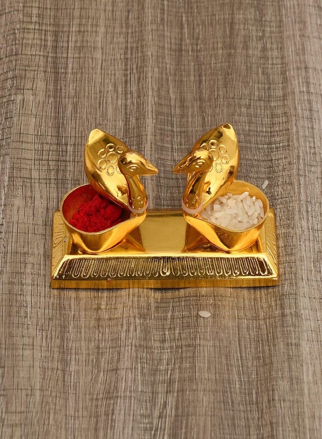 suvasane Metal Duck Design Kumkum and Haldi Box - Image 4