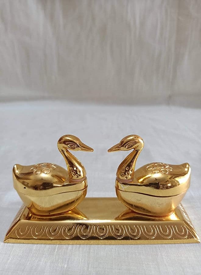 suvasane Metal Duck Design Kumkum and Haldi Box - Image 2