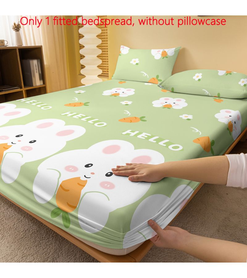 Cartoon Rabbit Prints Pattern Fitted Fleece Sheet Set 70 87x78 74 Inch - Image 2