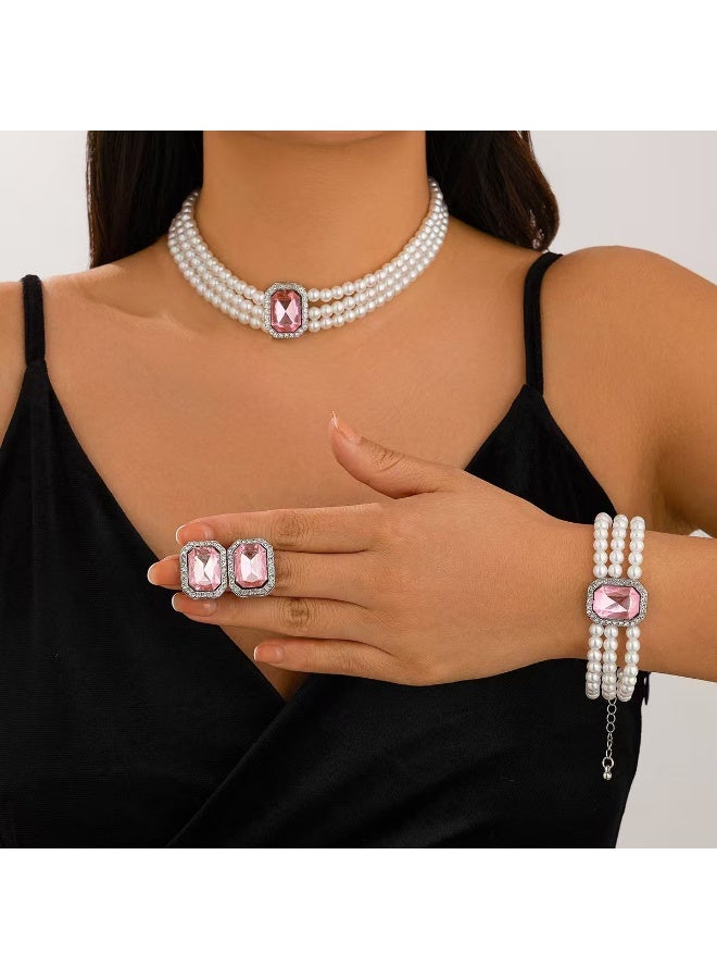 NIBEMINENT European and American Lightweight Luxury Short Faux Pearl Choker Necklace