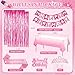 Fantspati 9th Birthday Decorations for Girls Pink Party Decorations with Number 9 Balloon Happy Birthday Banner Bday Sash Crown Tablecloth Fringe Curtain Hanging Swirl for 9 Balloons for Bday Girl - Image 4