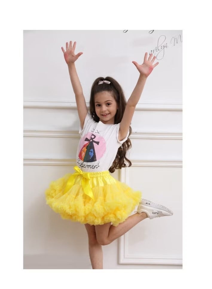 تنورة توتو للباليه للبنات، تنورة قصيرة منفوشة للأطفال، تنورة توتو أميرة صفراء