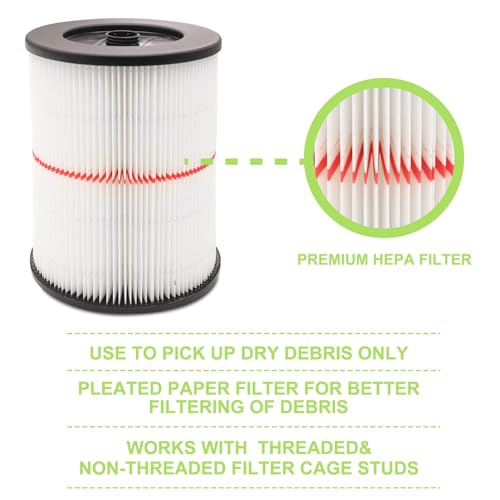 MZY LLC 17816 Filter for Craftsman Shop Vac Air Filter, Replacement for Craftsman Wet Dry Vac Filter for Craftsman 9-17816 Vacuum Filter 5 6 8 12 16 Gallon and Larger Vacuum Cleaner 2 Pack - Image 4