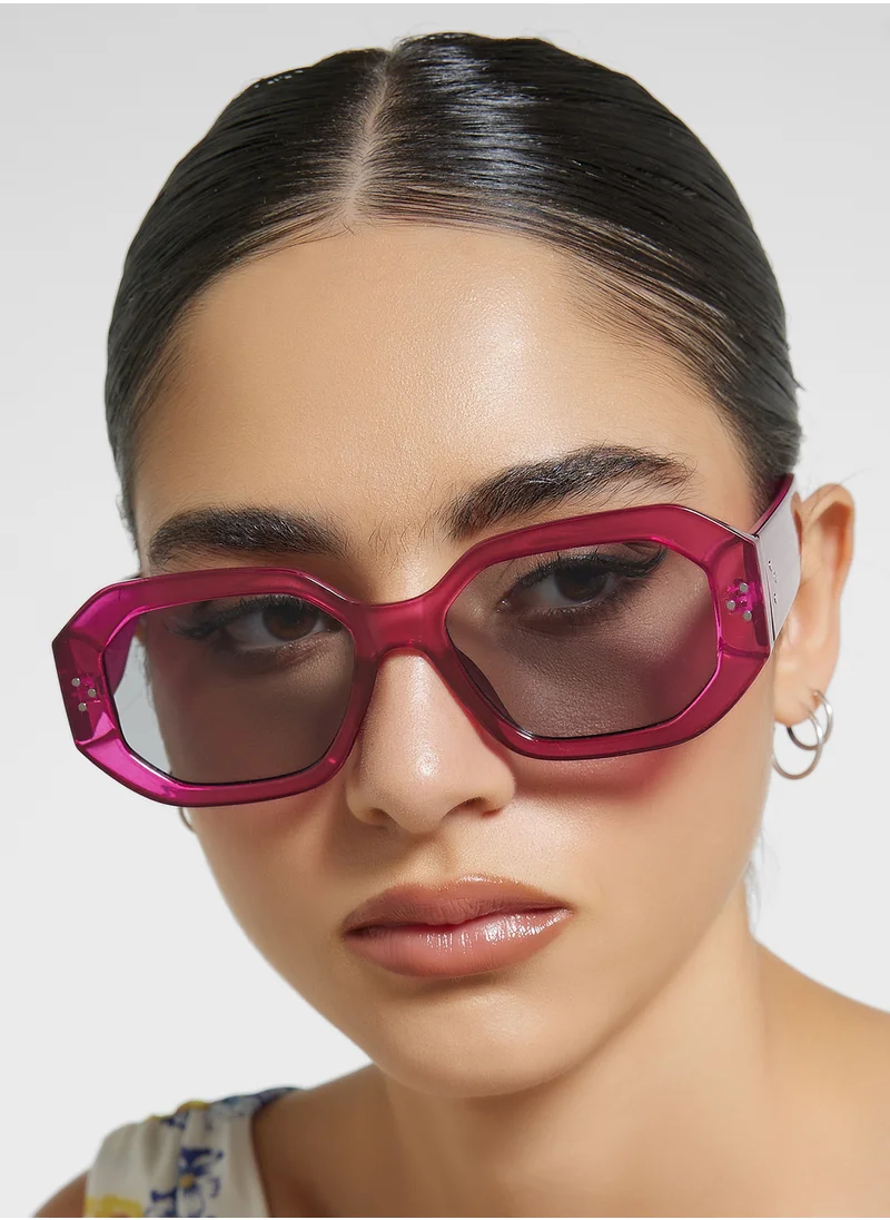 جينجر Angular Square Len Sunglasses