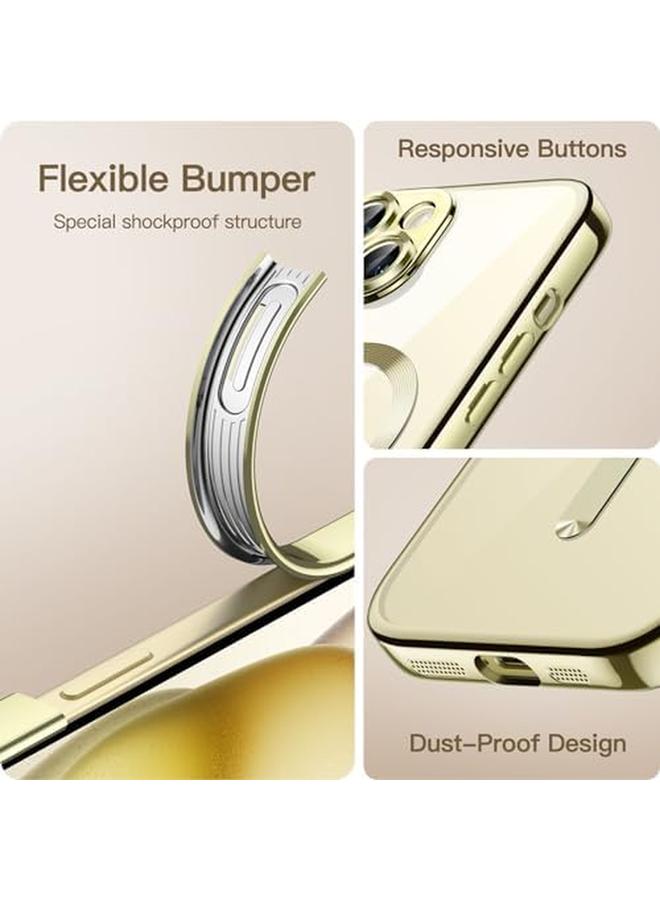 جي تيك جراب شفاف ناعم لهاتف Iphone 15 Plus مقاس 6.7 بوصة مع حماية كاملة لعدسة الكاميرا متوافق مع Magsafe للشحن اللاسلكي وغطاء هاتف TPU مطلي بالكهرباء ومضاد للصدمات باللون الأصفر - Image 4