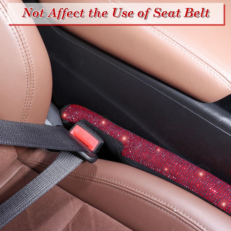 ToBeQueen Car Seat Gap Filler Red Bling Car Accessories for Women Universal Fit for Car Truck SUV, 2 Pack Handmade Crystal Rhinestone Diamond Bling Gap Filler(Red) - Image 3