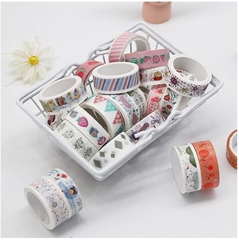 Crafty Cuddle Washi Tape Set, Decorative Japanese Masking Paper Tape for Scrapbooking, Planners, Card/Gift Wrapping, DIY Decor and Craft Supplies, Multicolor Printed Design - 60 Pcs - Image 5