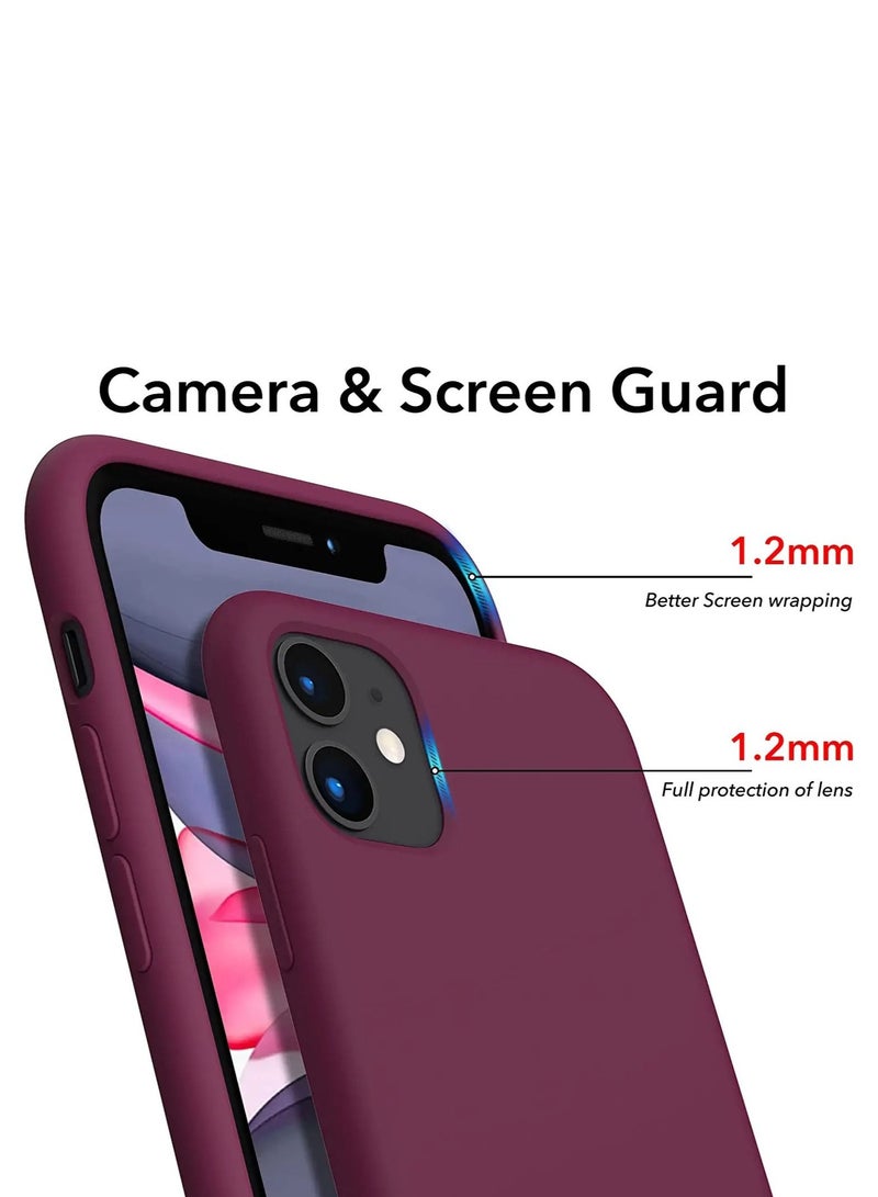 Liquid Silicone Case for iPhone 11, Slim Liquid Silicone Soft Gel Rubber Case Cover with Open Bottom for iPhone 11(2019) 6.1 inch-WineRed - Image 2