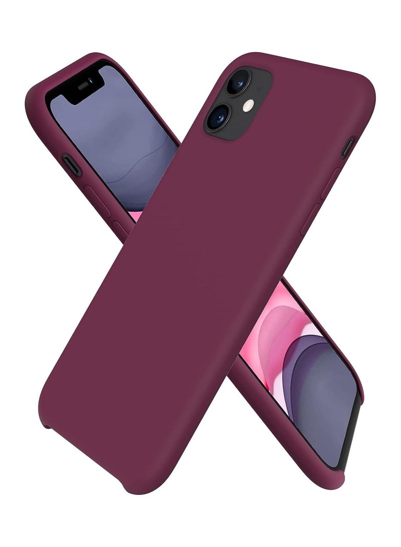 Liquid Silicone Case for iPhone 11, Slim Liquid Silicone Soft Gel Rubber Case Cover with Open Bottom for iPhone 11(2019) 6.1 inch-WineRed - Image 1