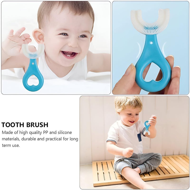 INKIES U Shaped Toothbrush For Kids Baby Food Grade Soft Silicone Brush Head Oral Teeth Cleaning Tools for Children- Multi color (1-U-SHAPE-BRUSH) - Image 2