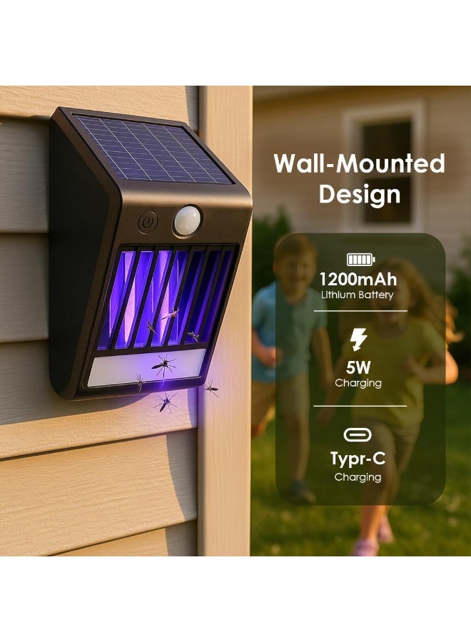 7MD Wall Mounted Solar Insect Killer Lamp, 5W LED Mosquito Zapper with 1200mAh Rechargeable Battery, Type-C Charging, Dual Function Light and Bug Trap for Outdoor, Waterproof Durable Design - Image 2