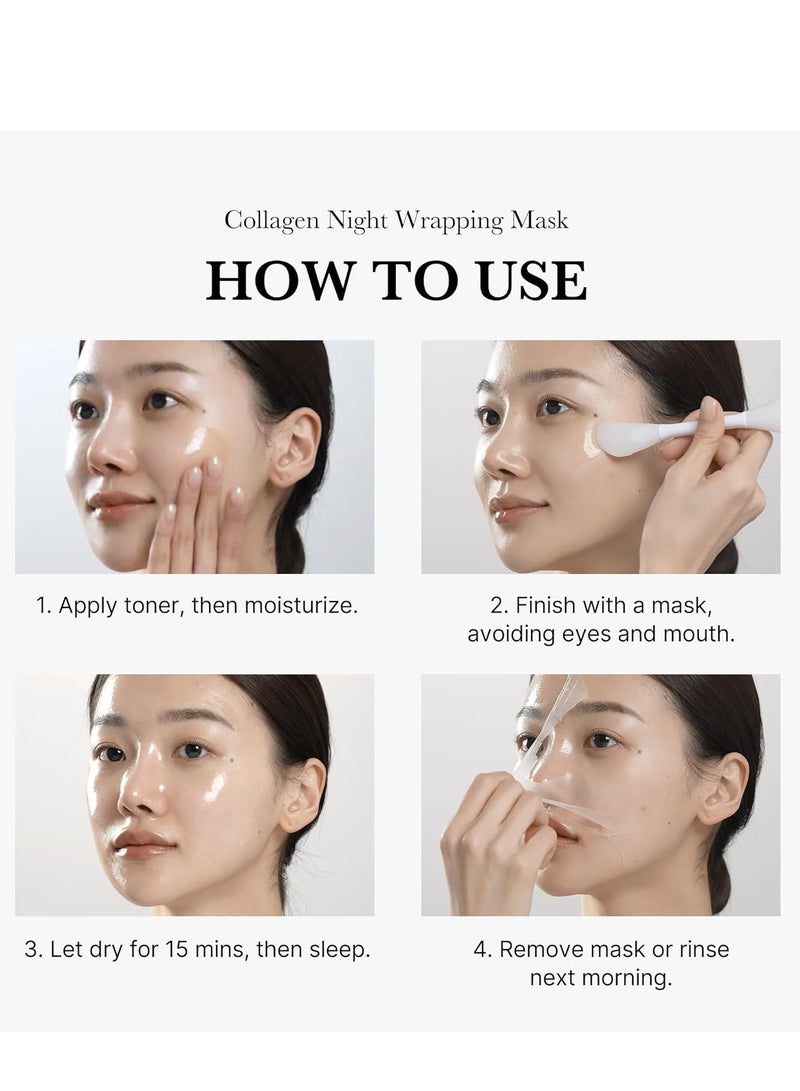 Collagen Night Wrapping Peel Off Facial Mask - Overnight Sleeping Mask For Elasticity & Hydration Care, Reduces Sagging & Dullness - Collagen Extract For Radiant Skin