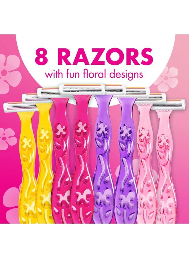 BIC Soleil Simply Smooth Women's Disposable Razors, 3 Blades With Moisture Strip For a Silky Smooth Shave, 8 Piece Razor Set - Image 2