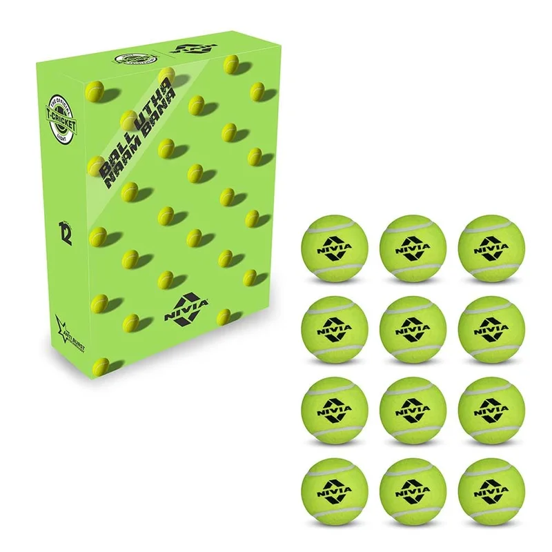 Nivia Nivia Light Weight Tennis Cricket Ball - Pack of 12 Durable Yellow Training Balls for Indoor & Outdoor Play