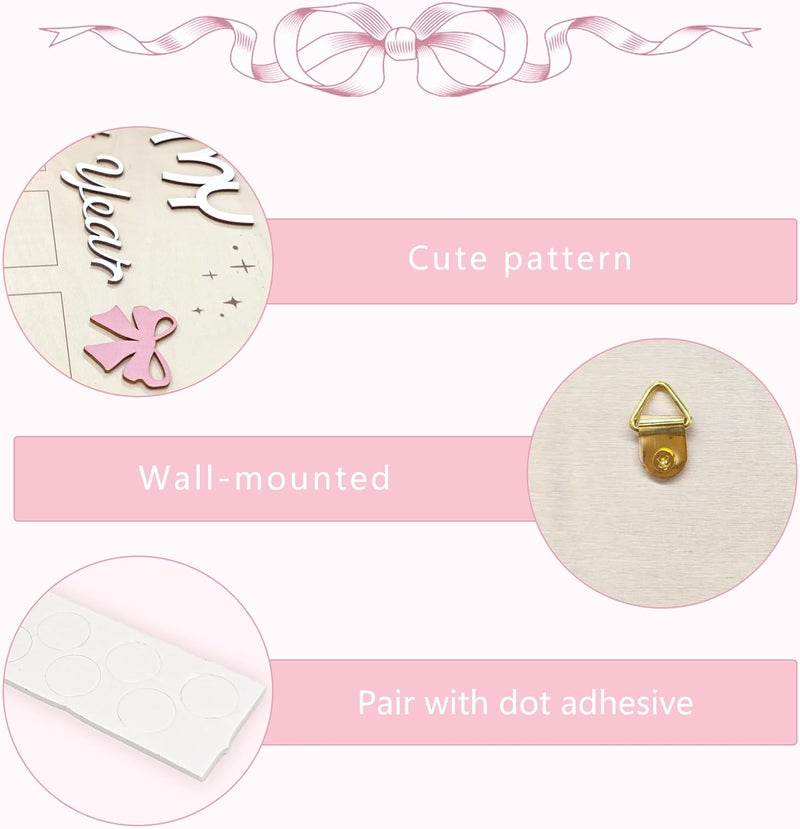 Aukolass Bow One Year of Photo Board My First Year Photo Photo Board 12 Monthly Milestones Picture Frame for Baby Girl 1st Birthday Decorations pink - Image 4