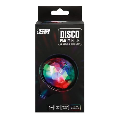 Feit Electric Multicolor Changing Disco Party LED Light Bulb, DISCO1/LED, A19, RGB, RGB Multicolor, 5.3" H x 3.15" D - Image 2