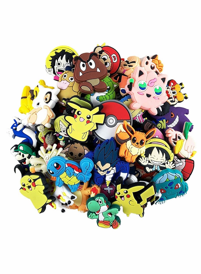 KASTWAVE Shoe Charm for Crocs 50 Pcs Crocs Charms Crocs Pins Shoes Sandals Buckle Party Birthday Gift Charms Bracelet Wristband Decorations for Adult Men Women Kids Random Different - Image 1