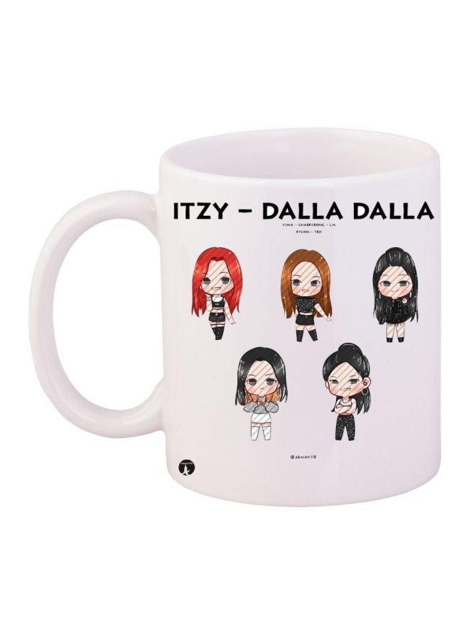 RYN Itzy-Dalla Dalla Printed Coffee Mug White/Red/Brown 11ounce