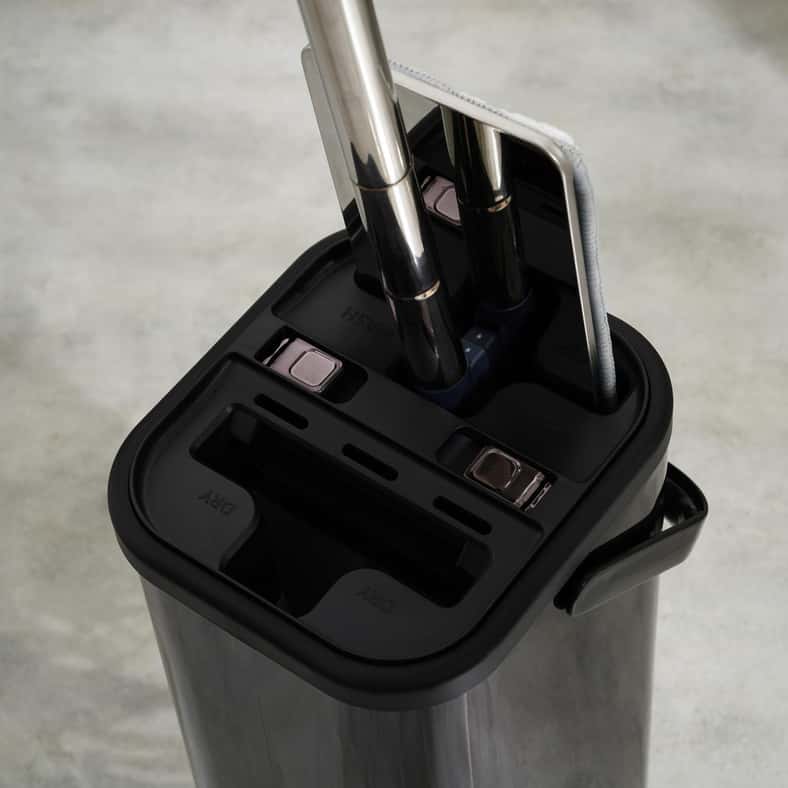 Pan Home مجموعة ممسحة مسطحة من الفولاذ المقاوم للصدأ 4 قطع 8 لتر - أسود - Image 4