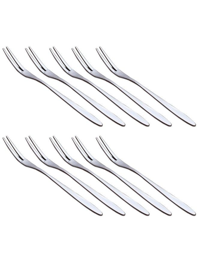 lasenersm 10 Pieces Stainless Steel Fruit Fork Cocktail Fork Two Prongs Dessert Cake Forks Mussel Forks Tasting Forks 5.1 Inch For Fruit Bbq Party Gathering Supplies - Image 1