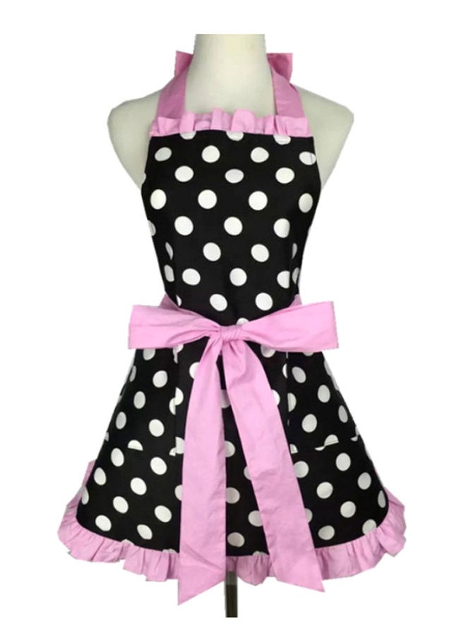 NIBEMINENT Polka Dot Pattern Apron Pink/Black/White 62 x 110centimeter 