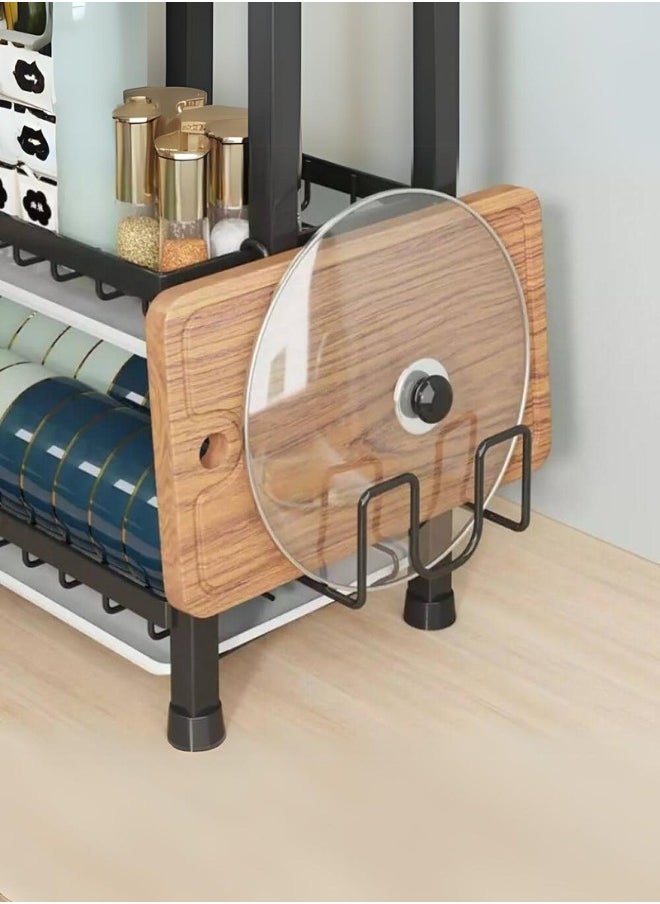 Multi-layer kitchen dish drying rack with side shelves and organizers 3 levels