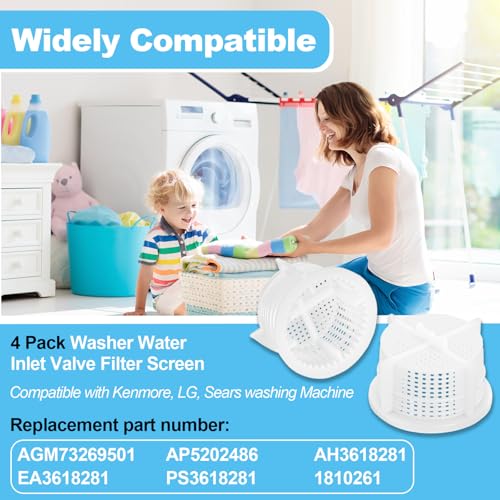 Ketofa 𝙐𝙥𝙜𝙧𝙖𝙙𝙚𝙙 AGM73269501 Washer Water Inlet Valve Filter Screen for LG Ken-more Washers, Replaces for AP5202486, 1810261, AH3618281, EA3618281 & PS3618281 Pack of 4 - Image 3
