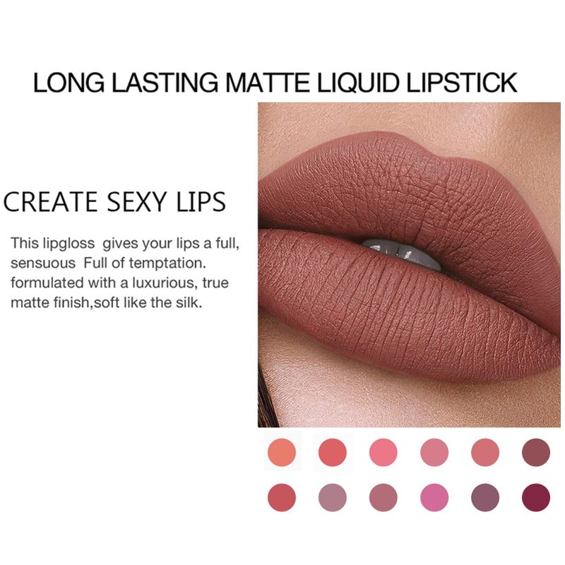 CmaaDu 18Pcs Matte Liquid Lipstick Set, Waterproof Long Lasting Non-Stick Cup Nude Lipstick Dark Red Lipstick for Women 24 Hour High Pigmented Lip Gloss Set Christmas Day Gifts for Women - Image 4