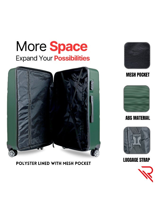 Reflection ABS Luggage Set of 3, Lightweight & 360° Silent Wheels Suitcase, ABS Hard Luggage Trolley, Travel Luggage with Spinner Wheels  (3pc Set, D.Green) - Image 3