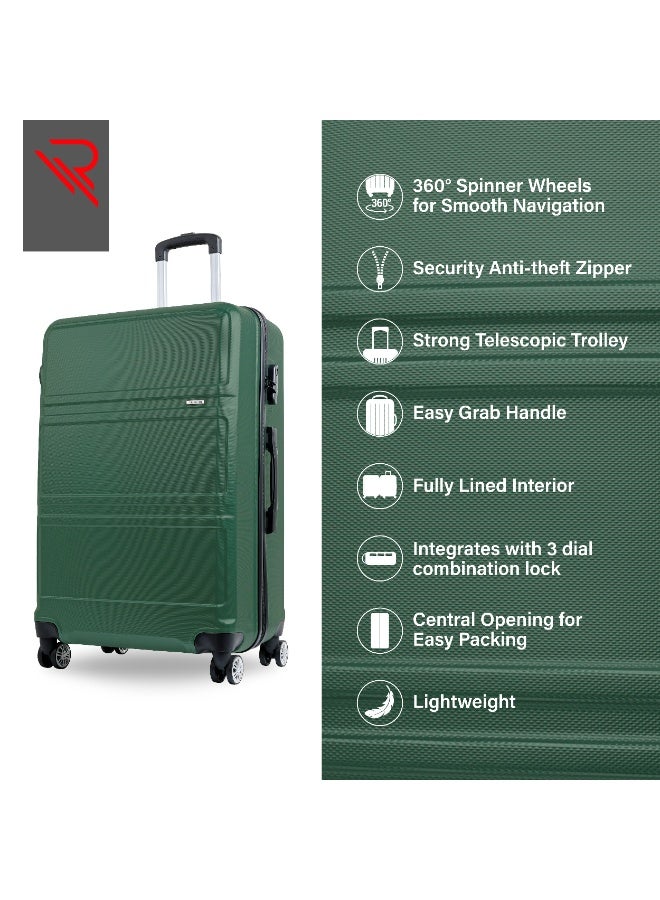 Reflection ABS Luggage Set of 3, Lightweight & 360° Silent Wheels Suitcase, ABS Hard Luggage Trolley, Travel Luggage with Spinner Wheels  (3pc Set, D.Green) - Image 4
