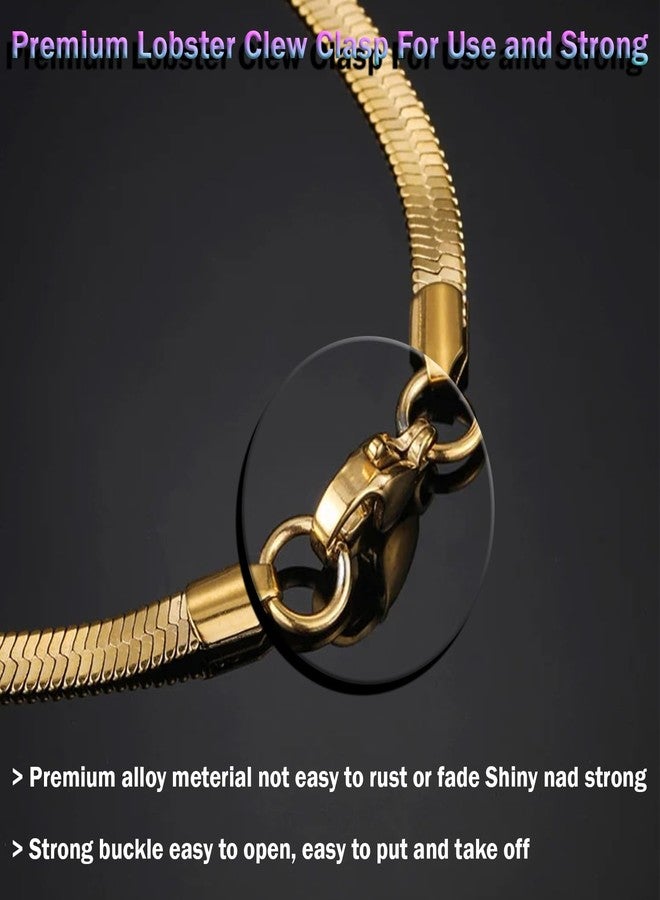 VAMA Classic Stainless Steel Golden Flat Snake Western Charm Stylish Herringbone Gold Neck Necklace Chains for Girls & Women (4mm Chain, 22 Inches Above Chest Chain) - Image 4