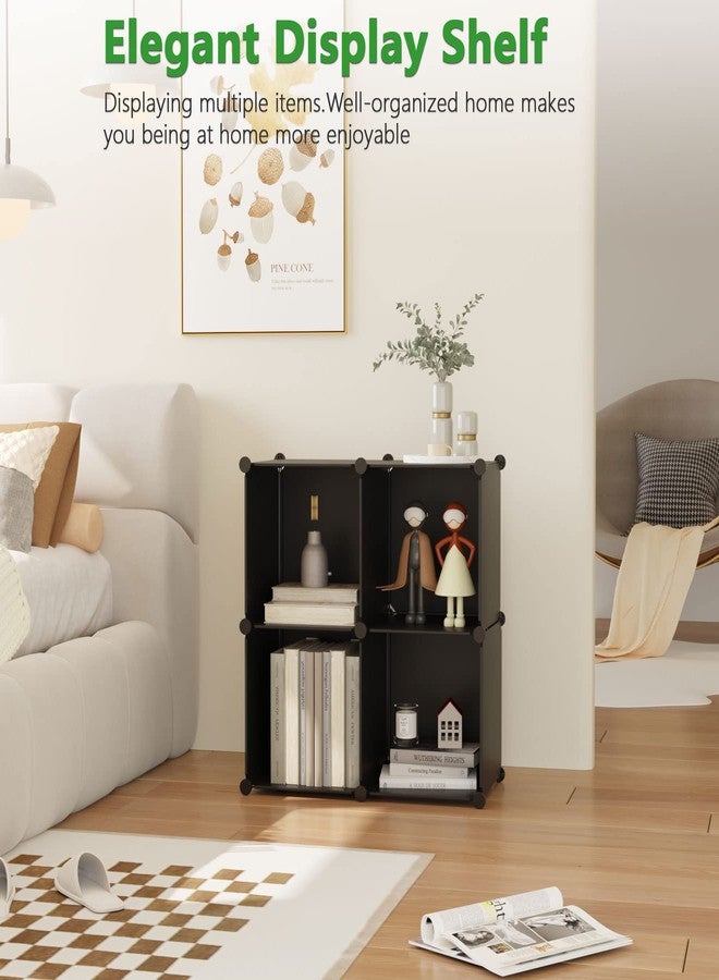 C&AHOME Cube Storage Organizer, 4-Cube Shelves Units, Closet Cabinet, DIY Plastic Modular Book Shelf, Ideal for Bedroom, Living Room, Office, 24.8" L x 12.4" W x 24.8" H Black SHS04A - Image 3