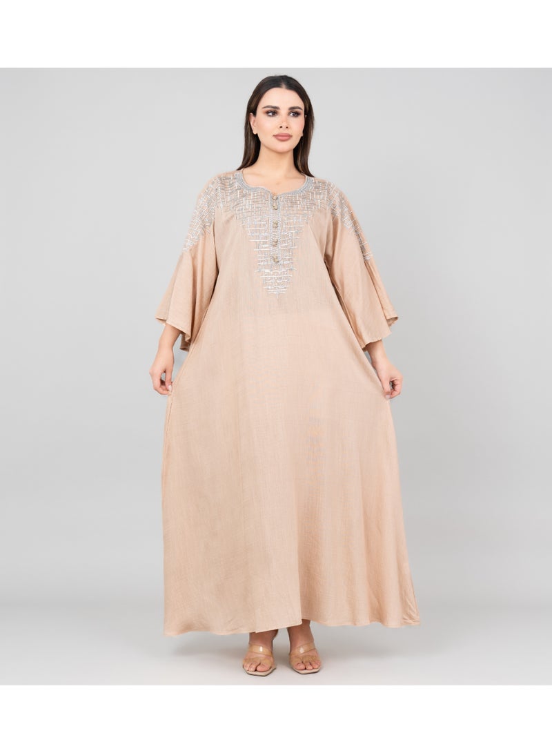 IKKXA Modern Grace Jalabiya IK3008 Brown - Image 1
