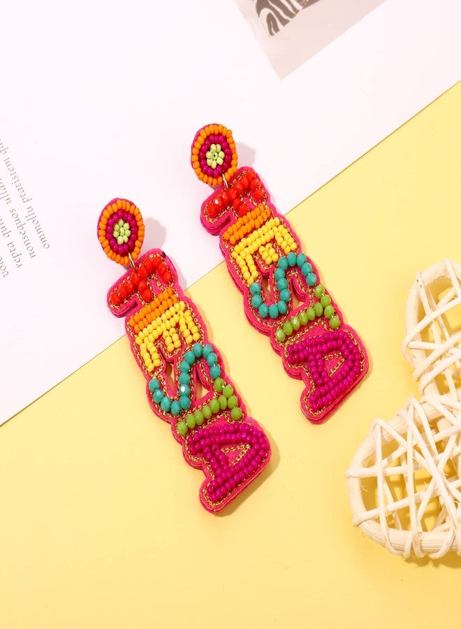YAHPERN Cinco De Mayo Earrings for Women Colorful Beaded Fiesta Pinata Drop Dangle Earrings Statement Party Earrings Mexican Holiday Gift (Fiesta 2) - Image 5
