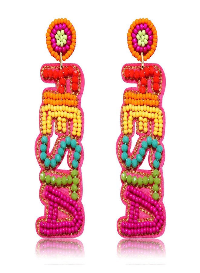 YAHPERN Cinco De Mayo Earrings for Women Colorful Beaded Fiesta Pinata Drop Dangle Earrings Statement Party Earrings Mexican Holiday Gift (Fiesta 2) - Image 1