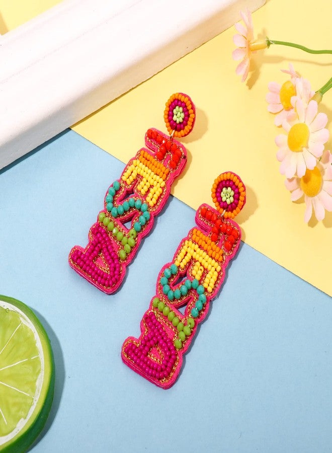 YAHPERN Cinco De Mayo Earrings for Women Colorful Beaded Fiesta Pinata Drop Dangle Earrings Statement Party Earrings Mexican Holiday Gift (Fiesta 2) - Image 2