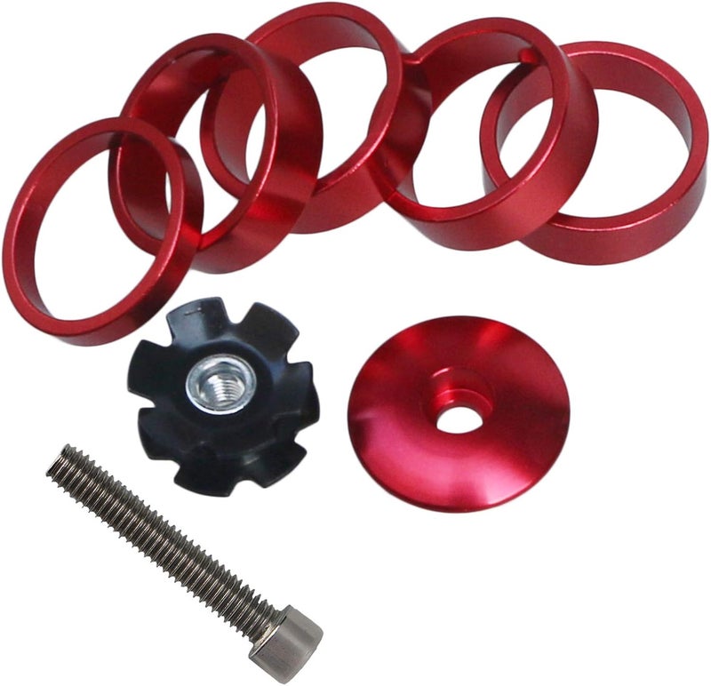 GANOPPER 1 1/8 Inch Headset Spacer with Stem Top Cap,Headset Star Nut Black Red Blue Gold 4 Color - Image 1