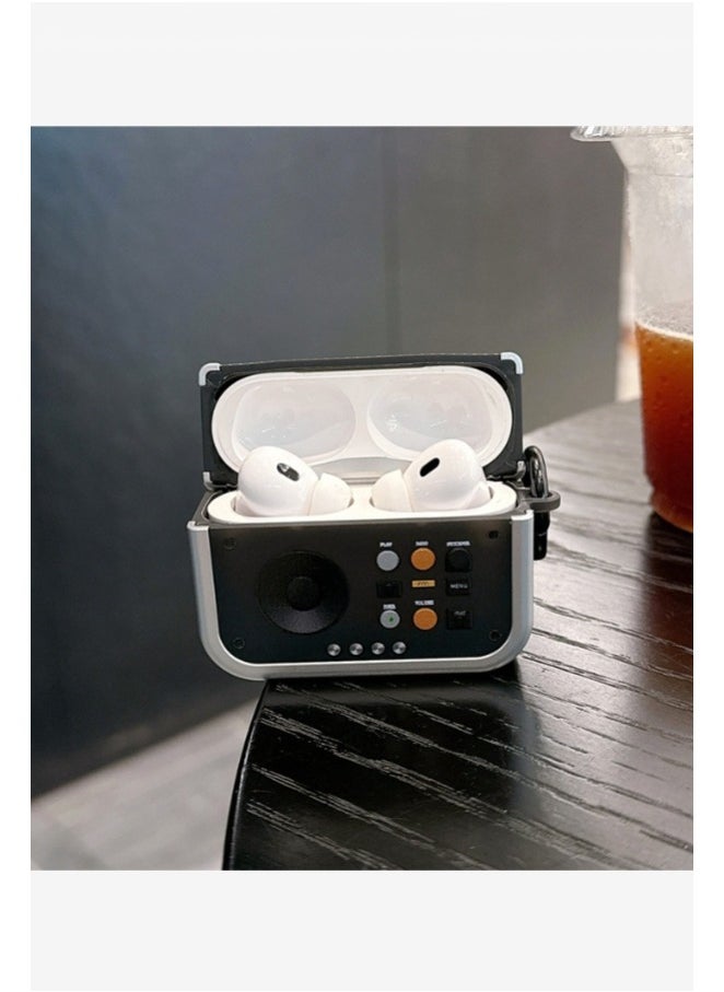 Generic - Retro Unique Design Wireless Headset Protective Case Cover for Air Pod Pro/Pro 2 (Black) - Image 1