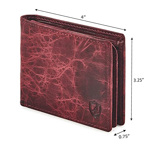 Cochoa Bifold Wallet for Men's Real Genuine Slim Leather RFID Blocking 2 ID Windows Stylish Travel Gift Box (DISTRESSED, WINE) - Image 3