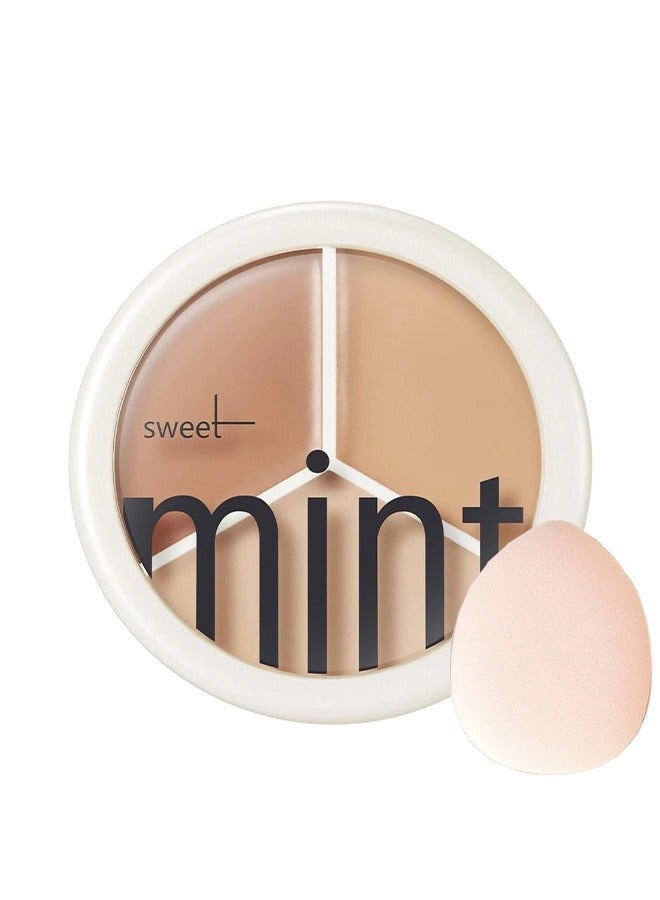 Sweet Mint Tri-Color Concealer Make Up Foundation for Dark Skin - Full Coverage Cover Spots Acne Marks Highlight Contours - Waterproof Long Lasting Palette - Image 1