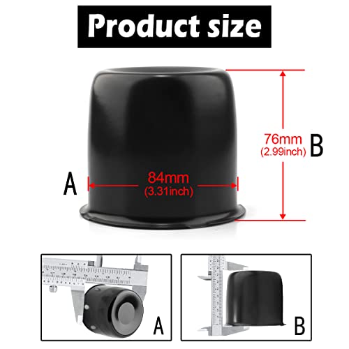Rheedal 4Pcs 3.31inch Trailer Wheel Center Caps Push Through 3.31" Bore 2.99" Tall for Truck SUV RV Wheel Rim, Matt Black Wheel Cover - Image 3